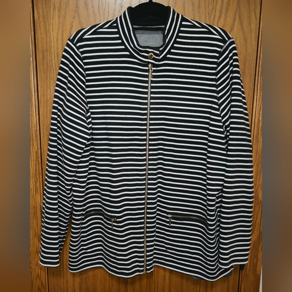 Women's Lauren Ralph Lauren Black & White Reversible Blazer Jacket, 2X - Picture 2 of 8
